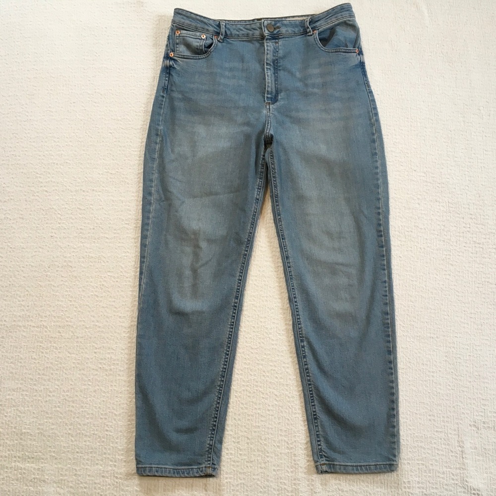 ASOS DENIM Women's Light Wash High Waisted Straight Leg Mom Jeans UK‎ 34/32